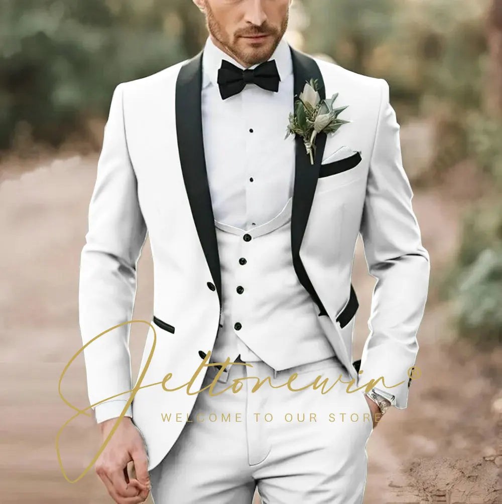 Elegant Light Green Formal Wedding Men Suit Groom Tuxedo Prom Slim Fit Blazer Hombre High Quality Custom 3 Piece Costume Homme