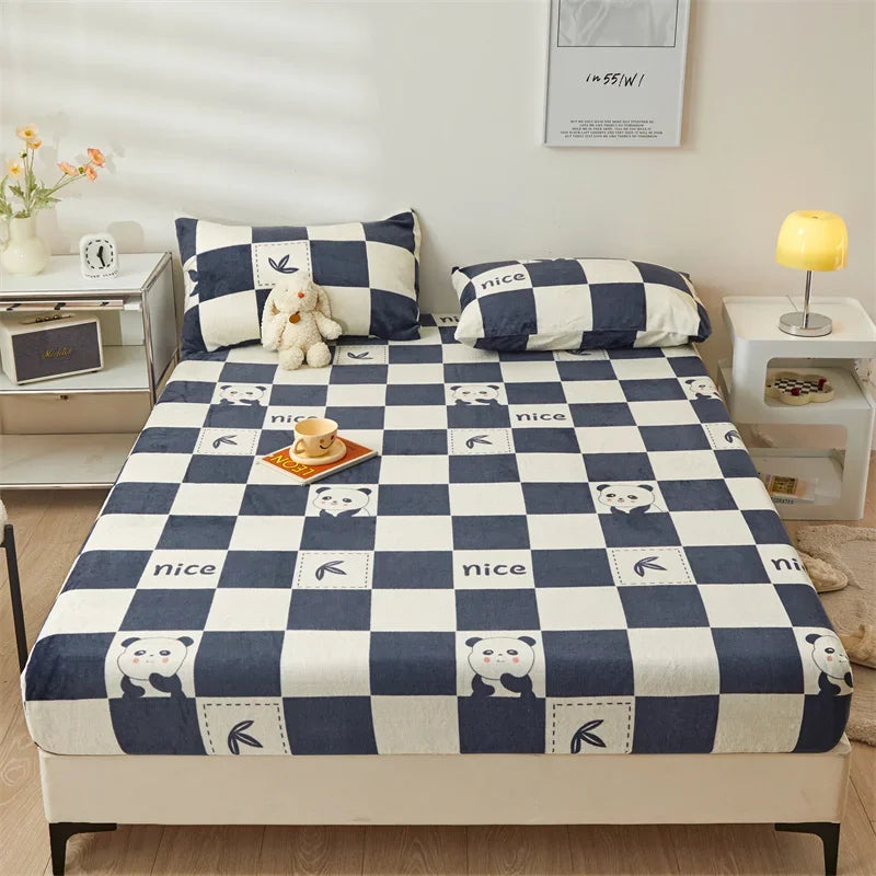 Yaapeet Winter Fitted Sheet Velvet Bedsheets fundas de colchón Skin-friendly Mattress Cover Warm Bed Linen (No Pillowcase)