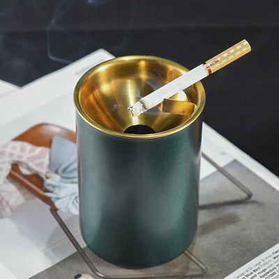 House ashtray Round Windproof Stainless Steel Smokeless Cigar Ashtray Terrace Indoor Home Decoration outdoor ashtray cupel