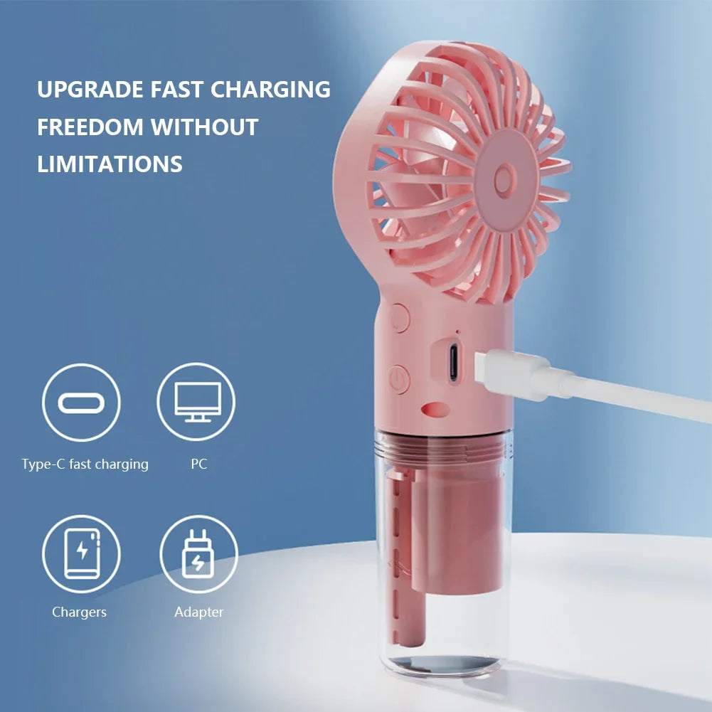 Handheld Mini Air Conditioner USB Rechargeable Portable Humidifier Mist Cooler Cooling Spray Humidifier Fan for Home/Office/Dorm