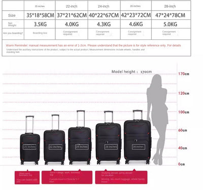 Oxford Rolling Luggage Spinner Business Brand Suitcase Cabin 20 22 24 26 28 inch High Quality Travel Bag Waterproof Trolley Case