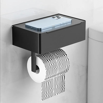 Silver Toilet Roll Holder Bathroom Paper box Storage Holder Wall Mounted Tissue Paper Rack  Wipes Dispenser Phone Storage Shelf