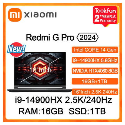 XIAOMI Redmi G Pro 2024 Gaming Laptop NVIDIA Geforce RTX 4060 Intel Core i9-14900HX 16"Inch RAM 16GB SSD 1TB 2.5K 240Hz Gamer PC