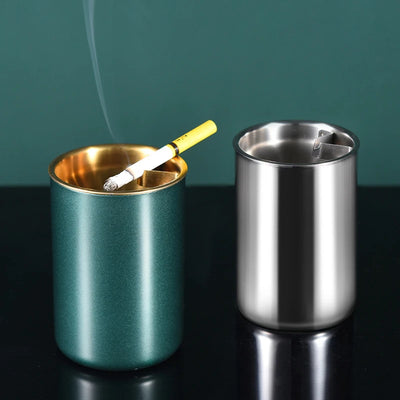 House ashtray Round Windproof Stainless Steel Smokeless Cigar Ashtray Terrace Indoor Home Decoration outdoor ashtray cupel