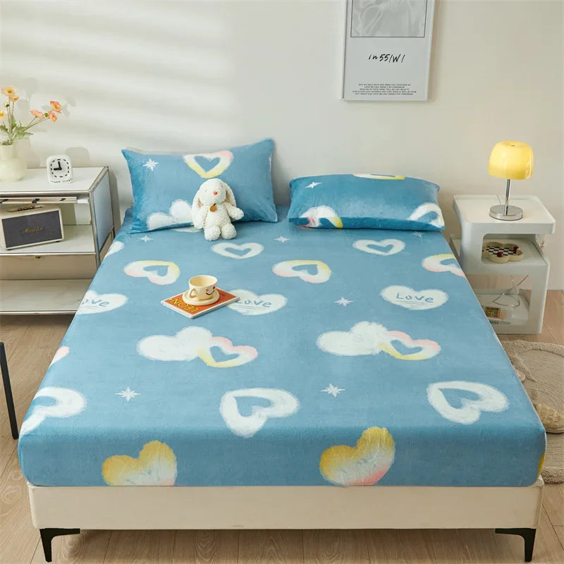 Yaapeet Winter Fitted Sheet Velvet Bedsheets fundas de colchón Skin-friendly Mattress Cover Warm Bed Linen (No Pillowcase)