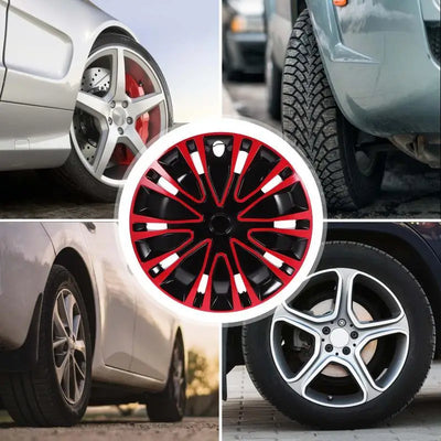 Hubcap 15 Inch Red Black Hubcaps Wheel Covers Car Wheel Case Hubcap Wheel Skin Cover Vehicle Hub Cover Car Wheel Wall Decor Car