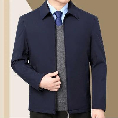 New Middle-aged Men Spring And Autumn New Polo Collar Coat