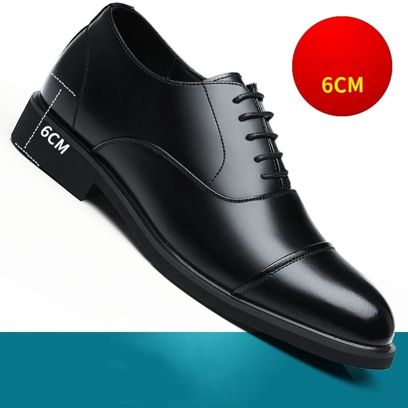 Leather Shoes Men's Height Increasing Insole Pointed Toe Wedding Shoes - HJG