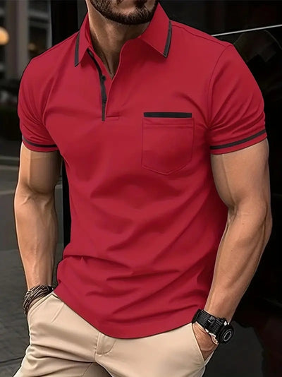 Summer Polo Shirt Button Pocket Men's Sports Polo Shirt