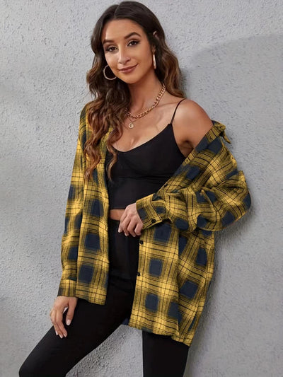 Women's Fashion Plaid Cardigan Loose Shirt