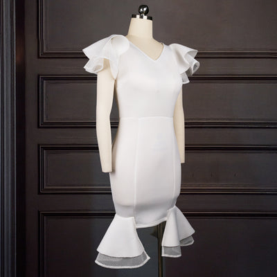 Plus Size Slim White Party Evening Gown