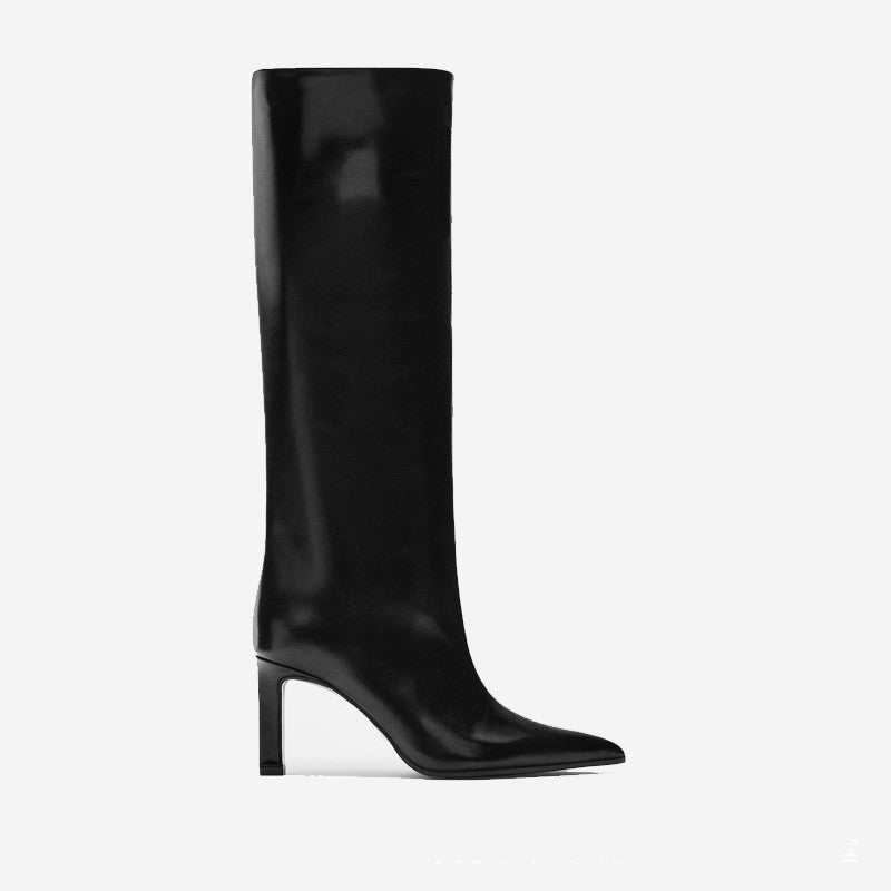 Leather High Heel Casual And Comfortable Pointed Toe Knight Boots