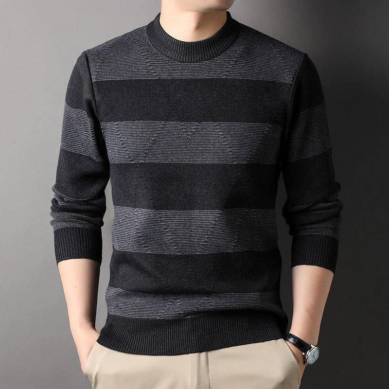 Men's Fashion Colorblock High Round Neck Knitwear Sweater