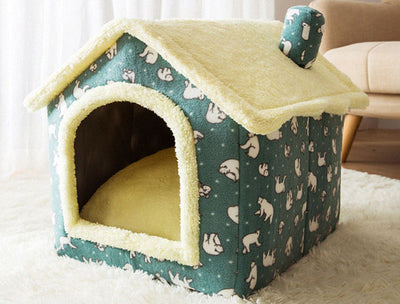 Foldable Dog House Pet Cat Bed Winter Dog Villa Sleep Kennel Removable Nest Warm Enclosed Cave Sofa Pets Supplies