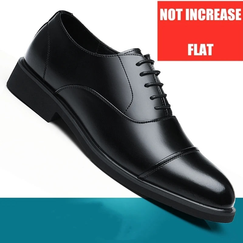 Leather Shoes Men's Height Increasing Insole Pointed Toe Wedding Shoes - HJG