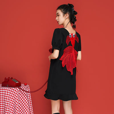 Improved Cheongsam Dresses Women Puff Sleeve Sweet Girls Elegant Harajuku Dresses