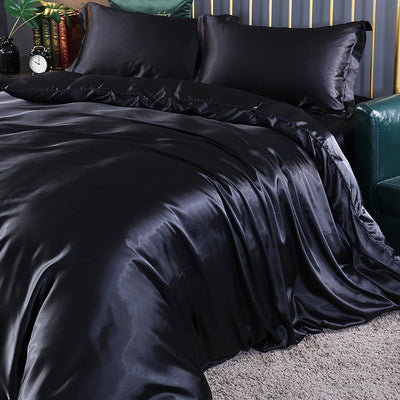 Summer Cool Quilt Cover Satin Sheet Ice Silk Four-piece Air Conditioner