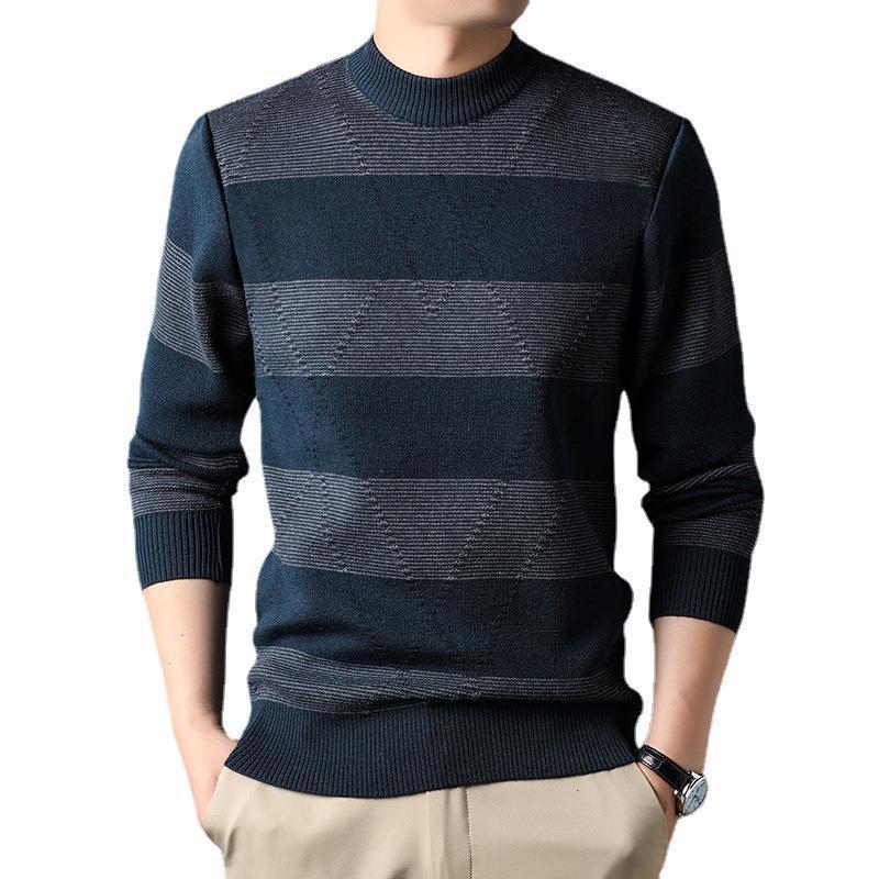 Men's Fashion Colorblock High Round Neck Knitwear Sweater