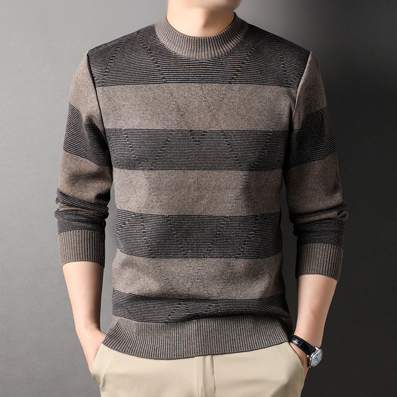 Men's Fashion Colorblock High Round Neck Knitwear Sweater