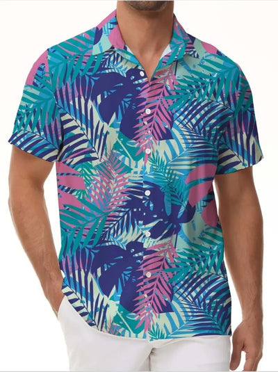 Hawaiian Style Beach Shirt Short Sleeve Lapel Print Casual Shirt