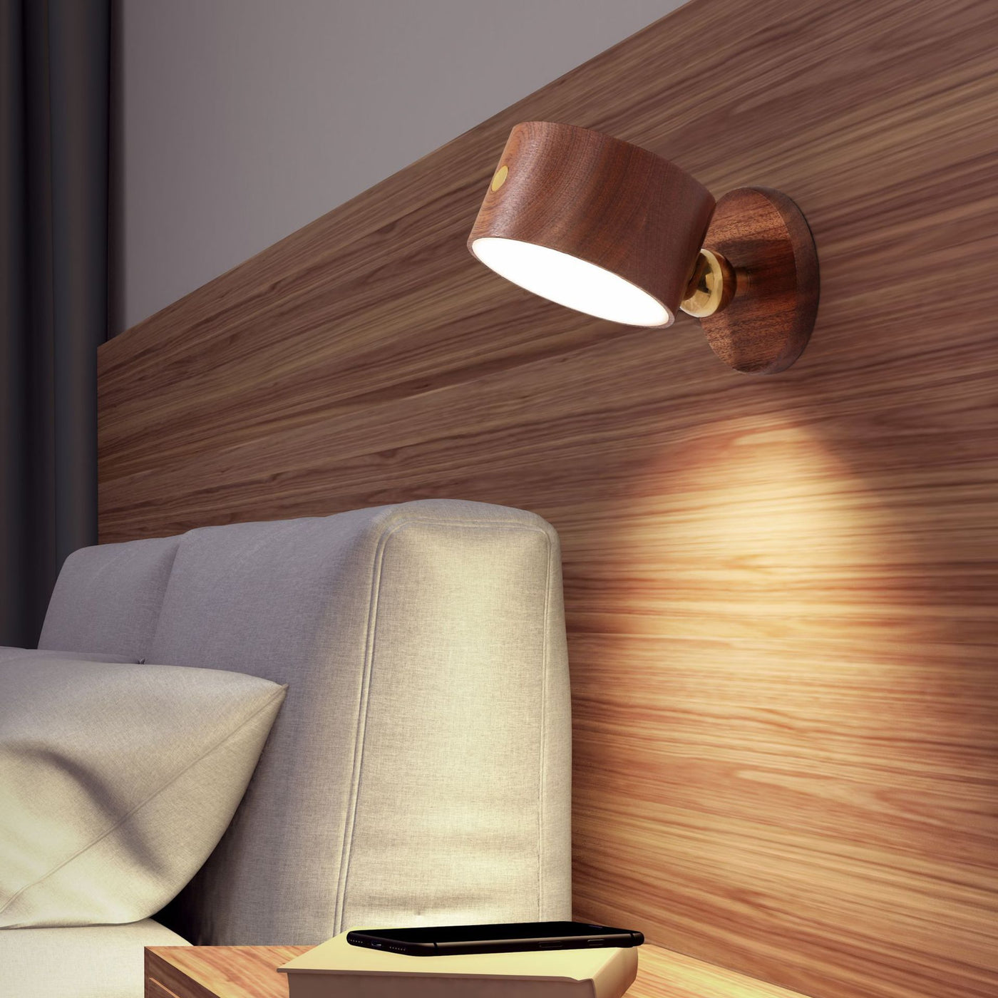 Simple Wooden Bedside Lamp In Bedroom