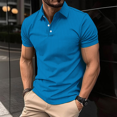 Elastic Vertical Short-sleeved Polo Shirt