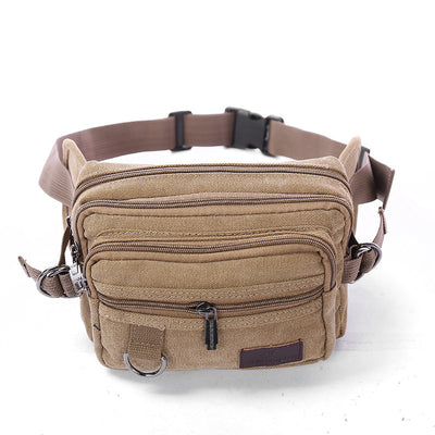 Canvas Fanny Pack With 4-Zipper Pockets Men Waist Bag Hip Bum Bag With Adjustable Strap For Outdoors Workout Traveling Casual Running Hiking Cycling - HJG