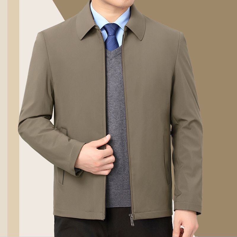 New Middle-aged Men Spring And Autumn New Polo Collar Coat