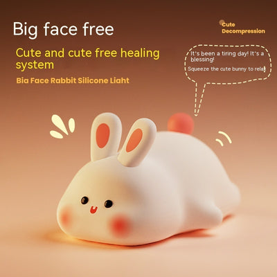 Cute LED Night Light Touch Sensor Cartoon Kid's Nightlights Big Face Rabbit Silicone Night Light Christmas Gift Bedside Lamp Home Decor - HJG