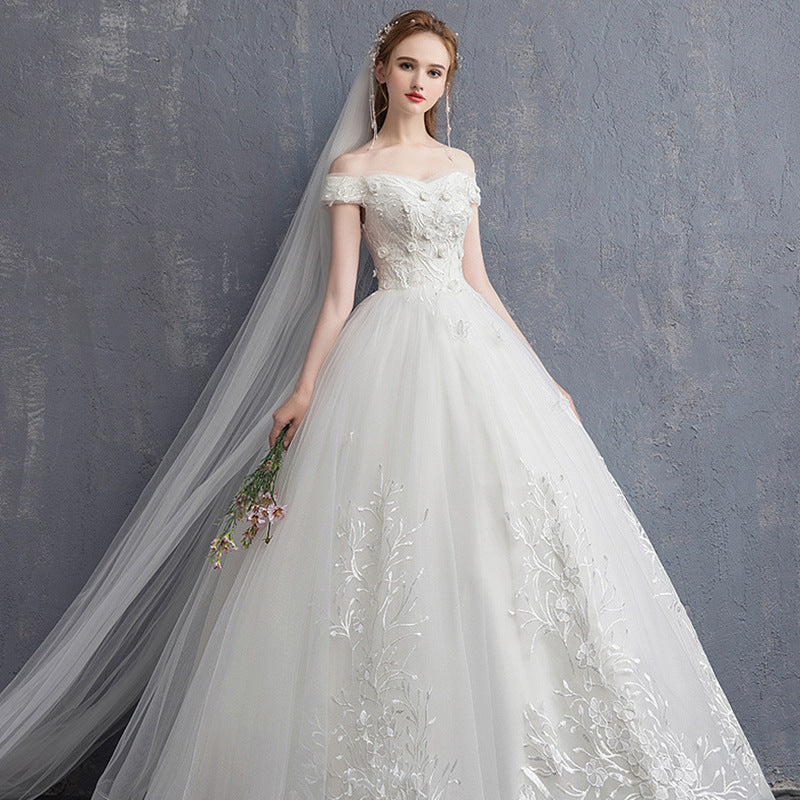 One-shoulder Bride Was Thin, High-waisted, Pregnant Women, Simple And Small, Tailed - HJG