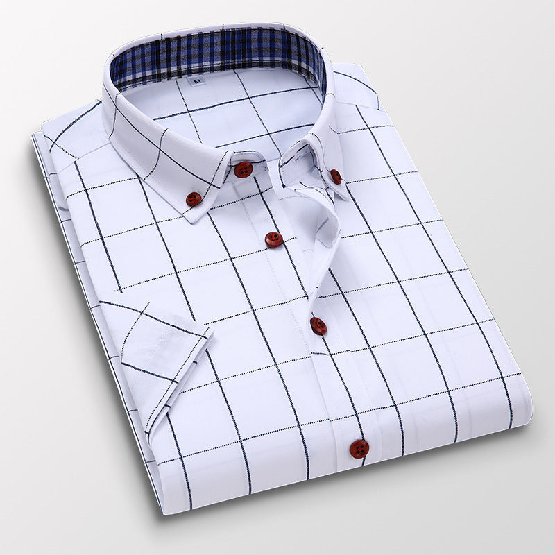 Men's New Short-sleeved Shirt Korean Fashion Casual Slim Print Plus Size Fashion