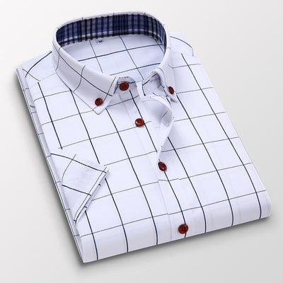 Men's New Short-sleeved Shirt Korean Fashion Casual Slim Print Plus Size Fashion