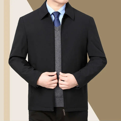 New Middle-aged Men Spring And Autumn New Polo Collar Coat