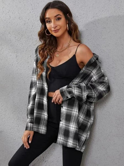 Women's Fashion Plaid Cardigan Loose Shirt