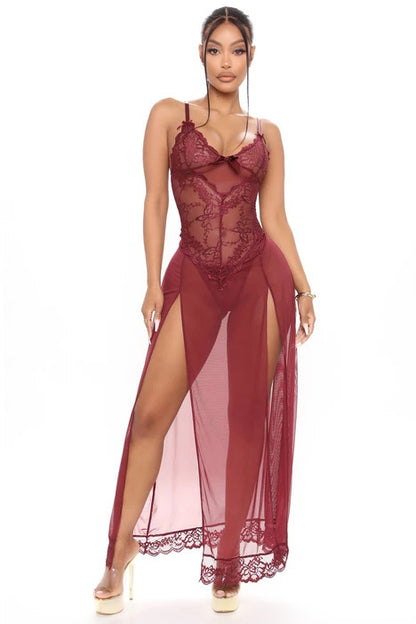 Sexy Home Wear Two-piece Lace Pajamas Suit - HJG