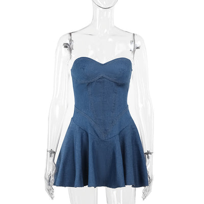 Fashion Tube Top Denim Dress Women