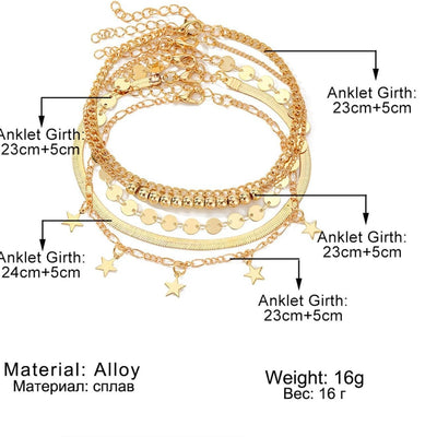 New Cuban Link Chain Anklet Multi-layer XINGX Wafer Beach Women