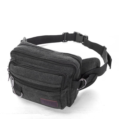 Canvas Fanny Pack With 4-Zipper Pockets Men Waist Bag Hip Bum Bag With Adjustable Strap For Outdoors Workout Traveling Casual Running Hiking Cycling - HJG