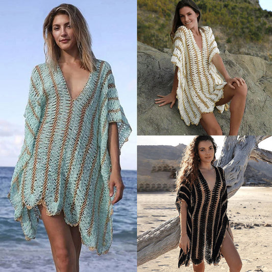 Knitted Crochet Beach Blouse Sun Protection - HJG