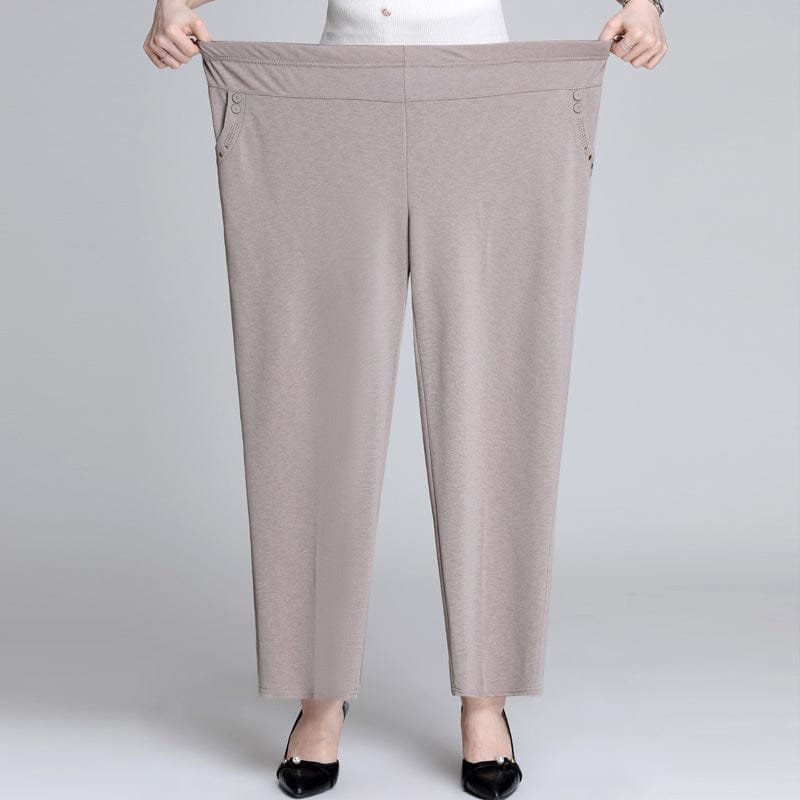 Loose Plus Fat Plus Size Middle-aged And Elderly Female Grandma Outfit High-waist Trousers