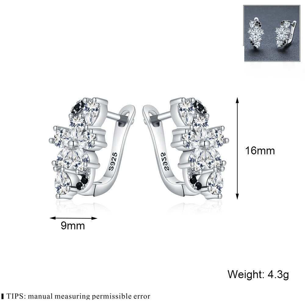 Sweet Cool Style Flower Zircon Ear Studs Female Christmas Creative Style