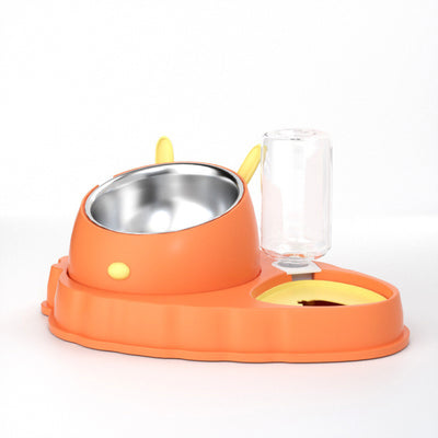 Double Bowl Stainless Steel Carrots Antiskid Pet Feeding Tool Tilt Design Carrot Appearance Dog Bowl For Indoor Pets Products - HJG