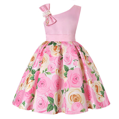 New Girls Kids Flower Elegant Causal Princess Party Dresses