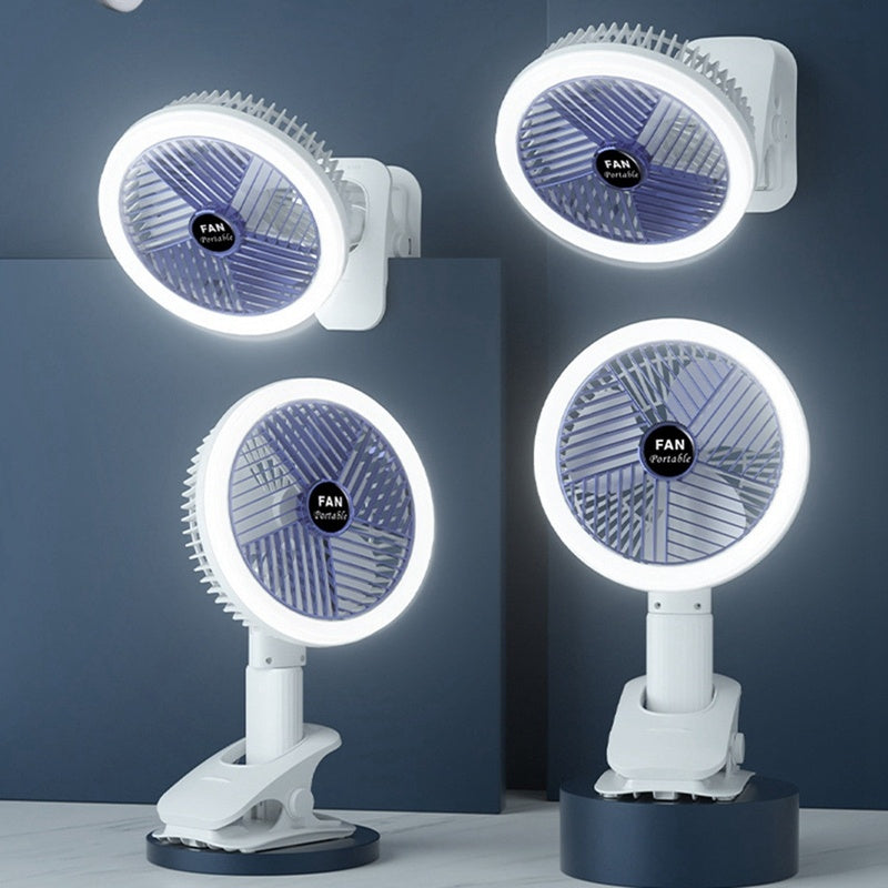 Desktop Electric Fan Clip Fan Rechargeable Office Student Dormitory With Desk Lamp Fan Wall Hanging Small Mute Fan