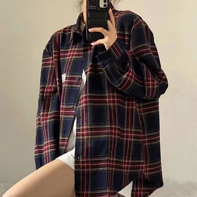 Fashion Loose Cool Plaid Shirt For Women