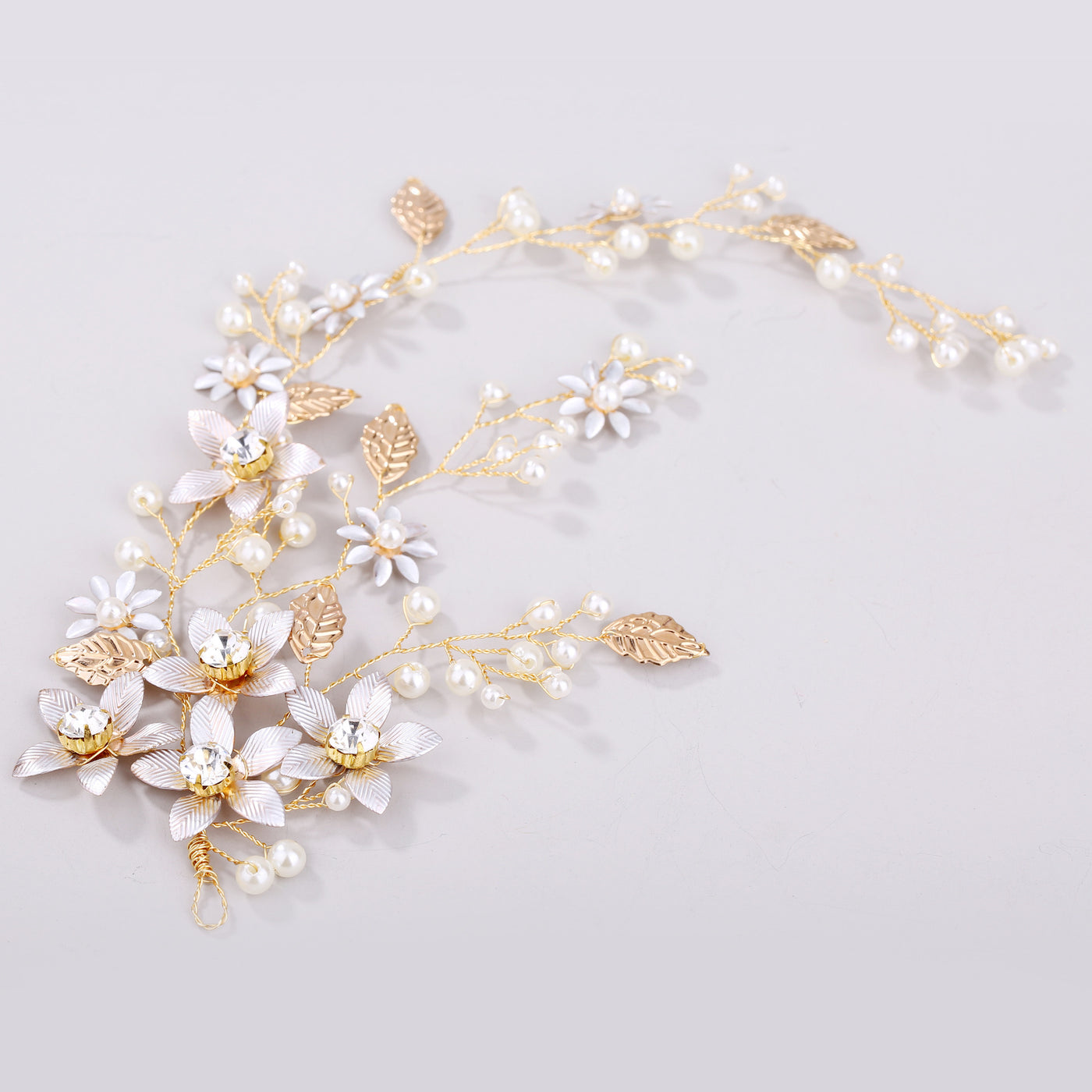 Golden Leaf Flower Hair Band Wedding Dress Accessories - HJG