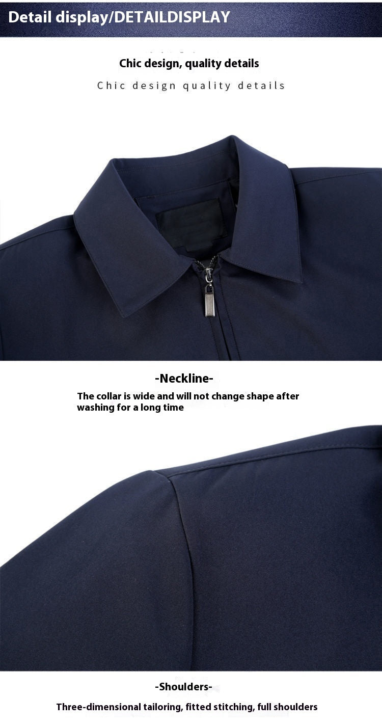 New Middle-aged Men Spring And Autumn New Polo Collar Coat