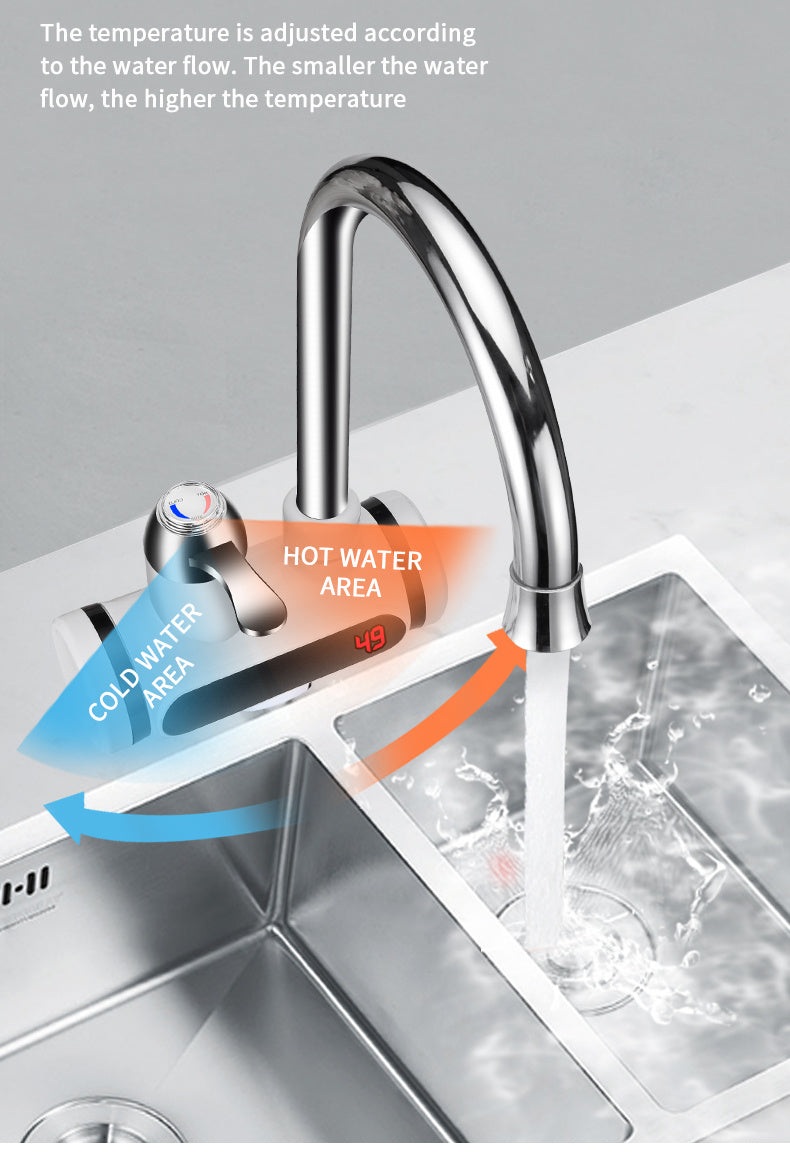 Kitchen Electric Water Tap  Water Heater Temperature Display Cold Heating Faucet Hot Water Faucet Heater - HJG