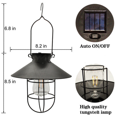 Shepherd Hook Hanging Lamp Solar Wrought Iron Tungsten Lamp