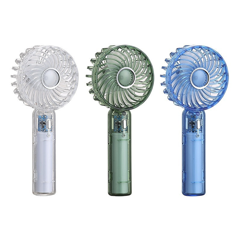 Transparent Handheld Fan The Third Gear Mute With Base - HJG